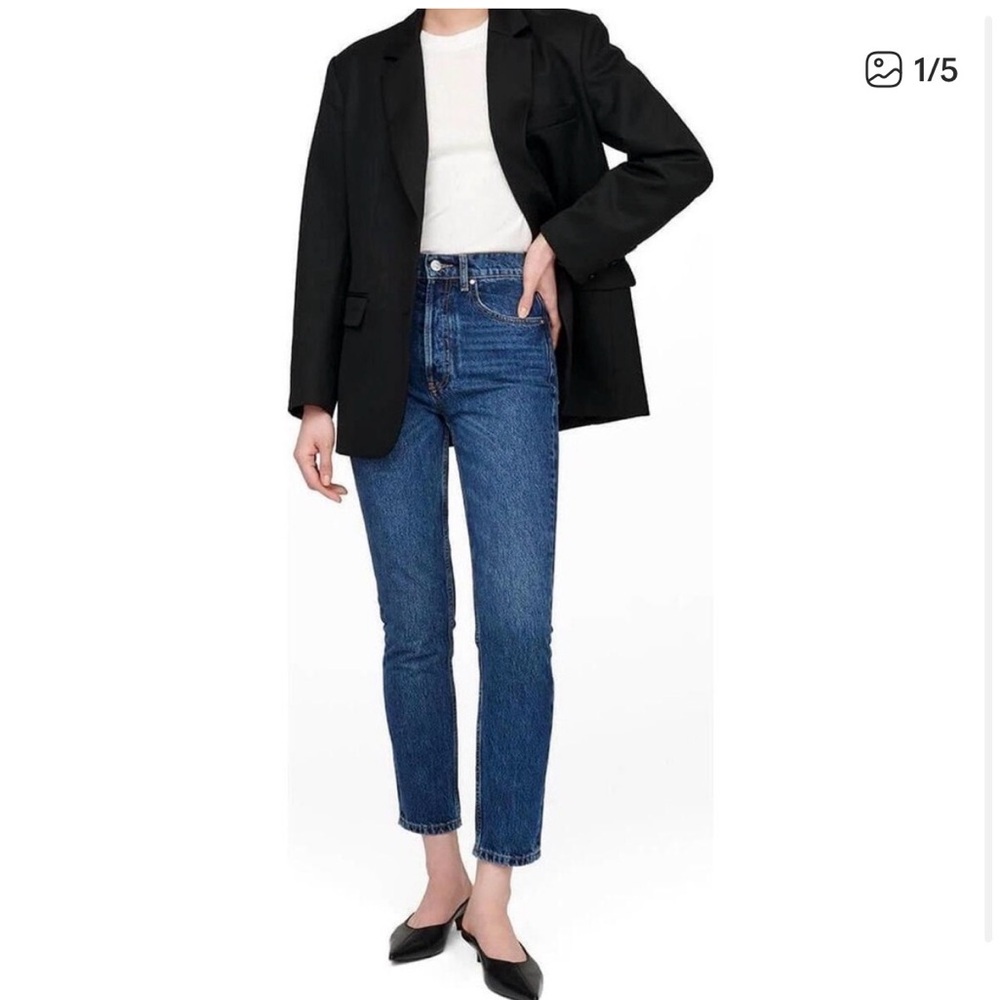 Anine Bing Women's Straight Leg Jeans in Dark Blue Wash